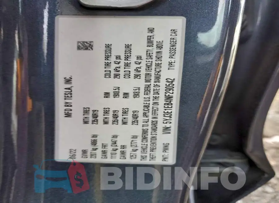 5YJ3E1EB4NF290542 Photo# 12