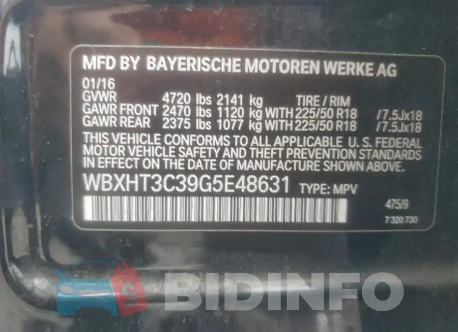 WBXHT3C39G5E48631 Photo# 13