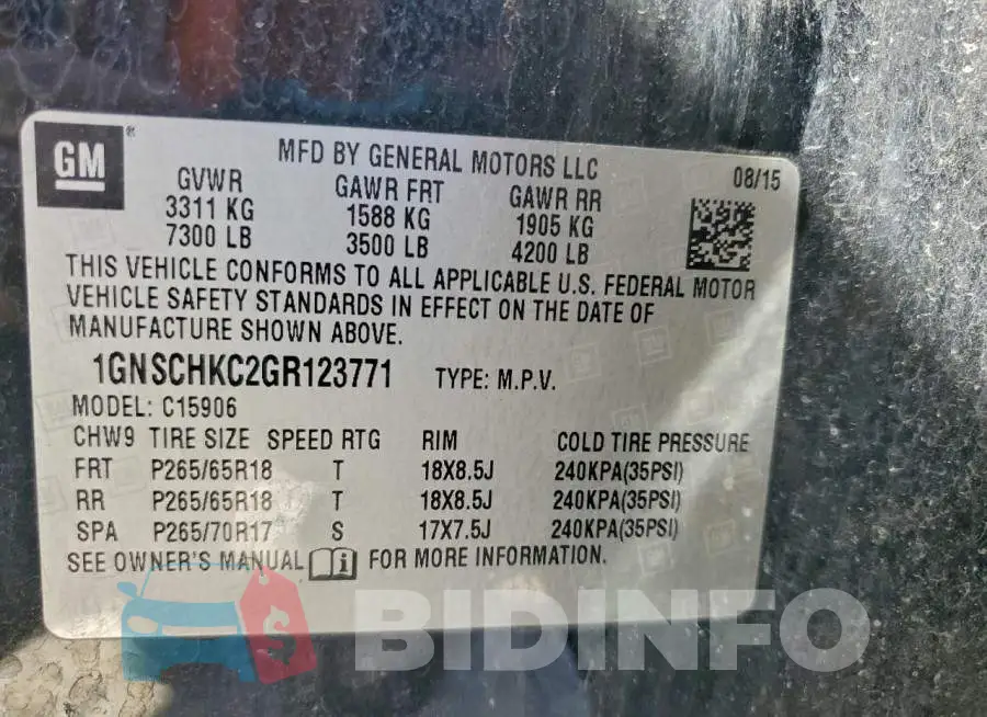 1GNSCHKC2GR123771 Photo# 13