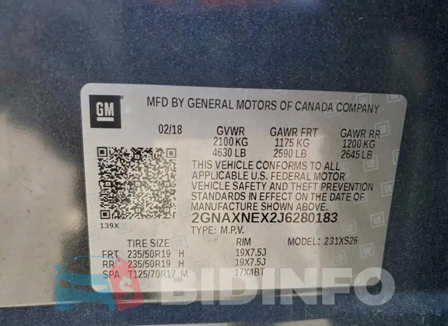 2GNAXNEX2J6280183 Photo# 13