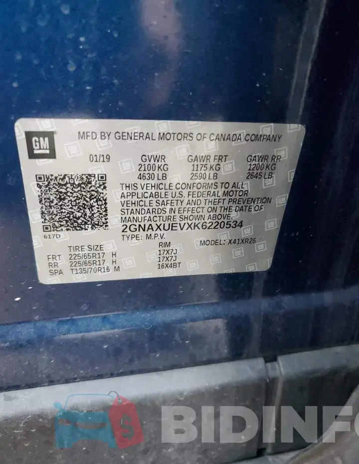 2GNAXUEVXK6220534 Photo# 13