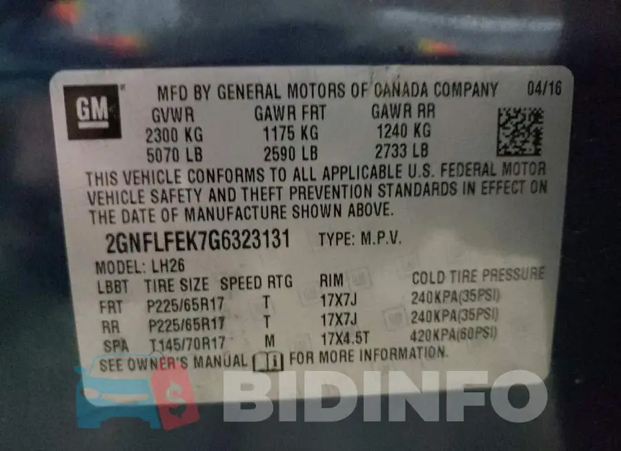 2GNFLFEK7G6323131 Photo# 13