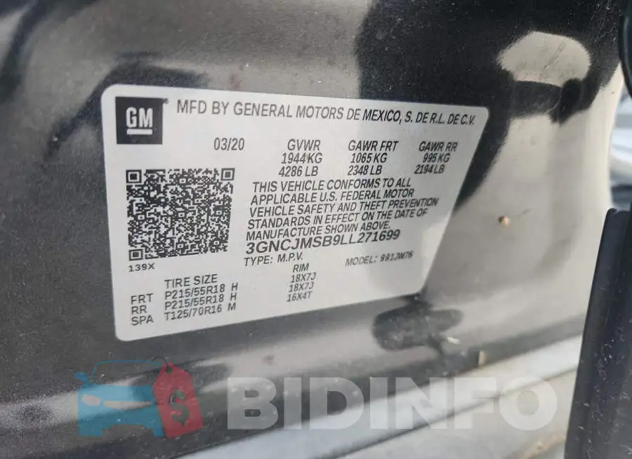 3GNCJMSB9LL271699 Photo# 13