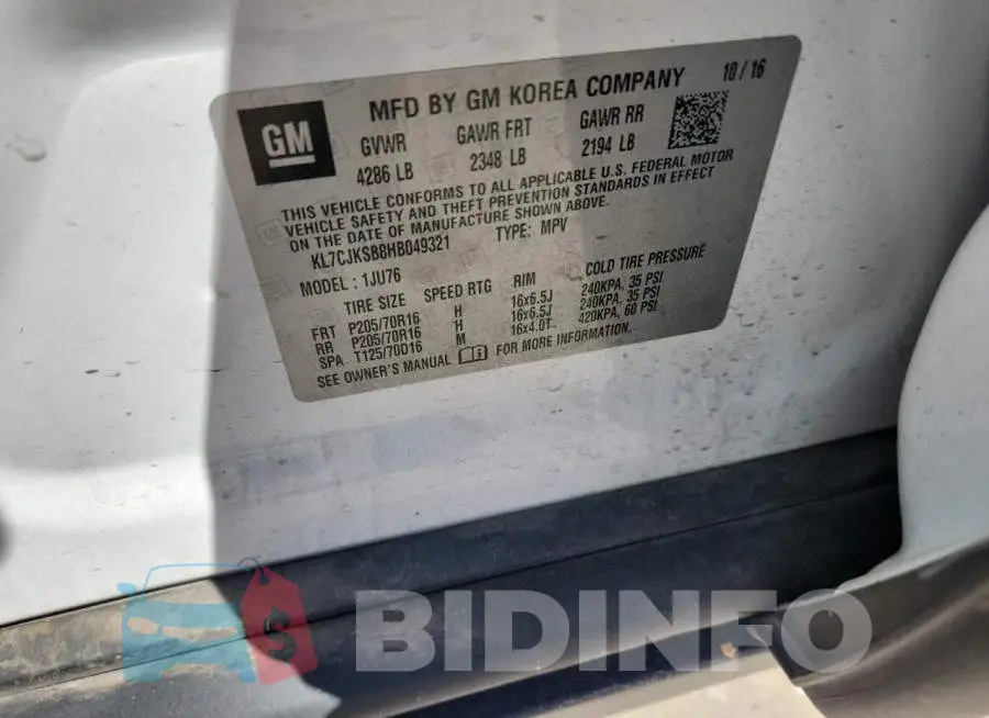 KL7CJKSB8HB049321 Photo# 13