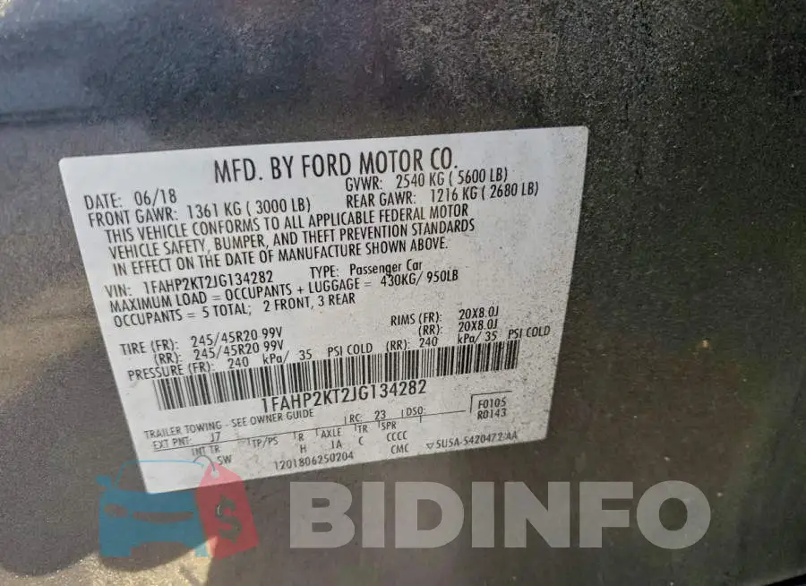 1FAHP2KT2JG134282 Photo# 12