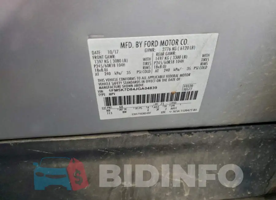 1FM5K7D84JGA04839 Photo# 12