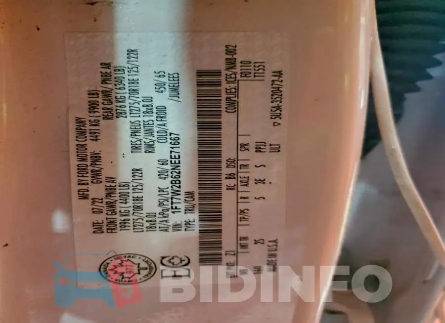 1FT7W2B62NEE71667 Photo# 14