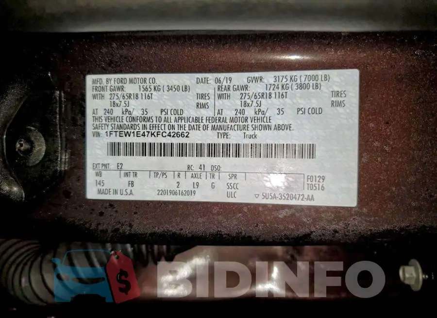 1FTEW1E47KFC42662 Photo# 12