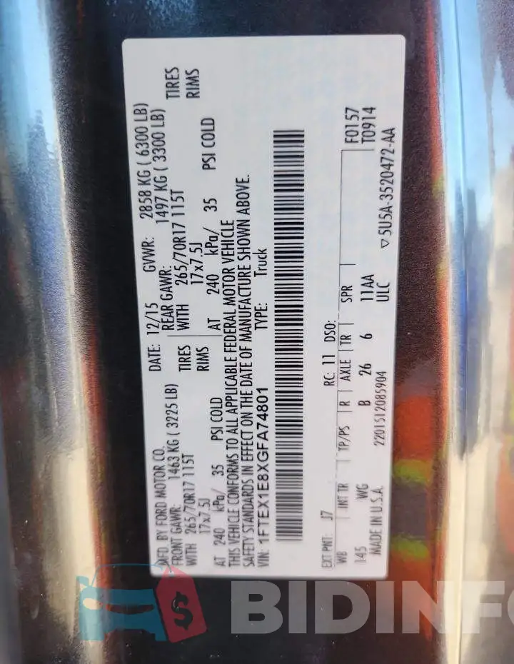 1FTEX1E8XGFA74801 Photo# 13