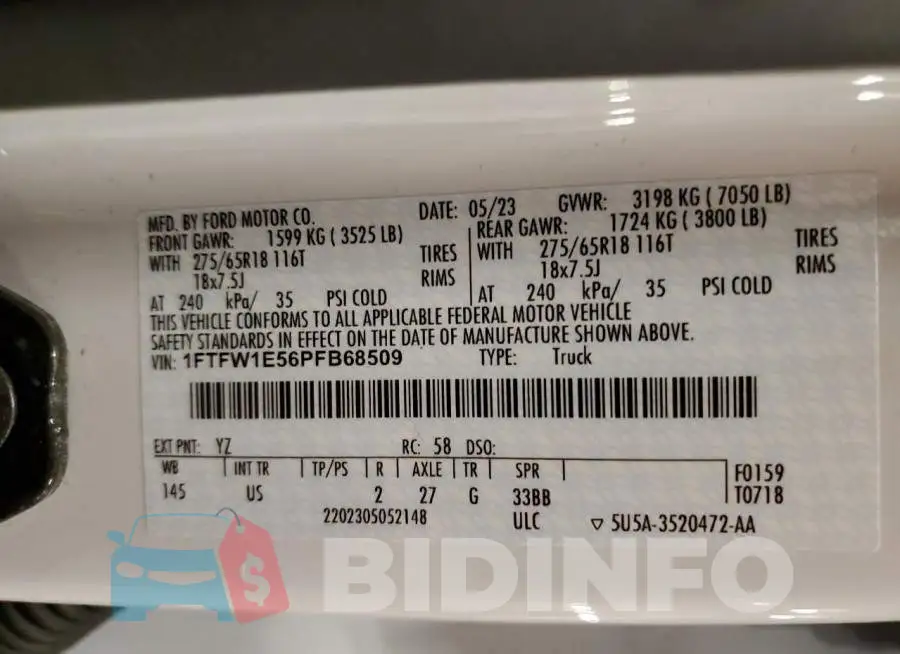 1FTFW1E56PFB68509 Photo# 12