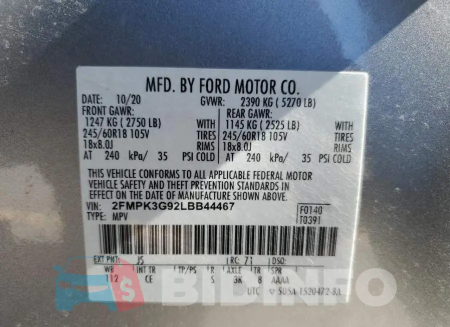 2FMPK3G92LBB44467 Photo# 13