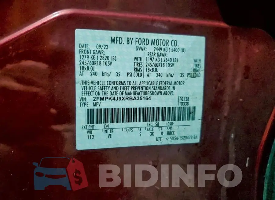 2FMPK4J9XRBA35164 Photo# 13