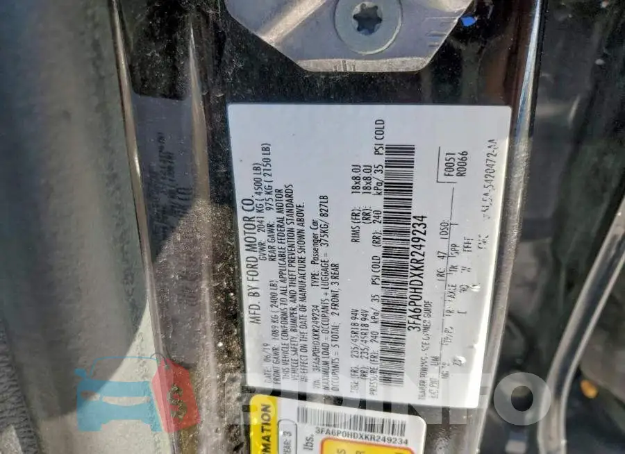 3FA6P0HDXKR249234 Photo# 12