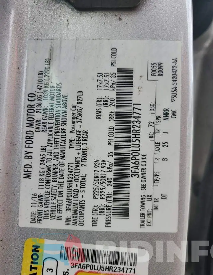 3FA6P0LU5HR234771 Photo# 12
