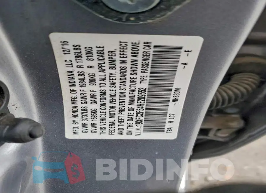 19XFC2F54HE209552 Photo# 12