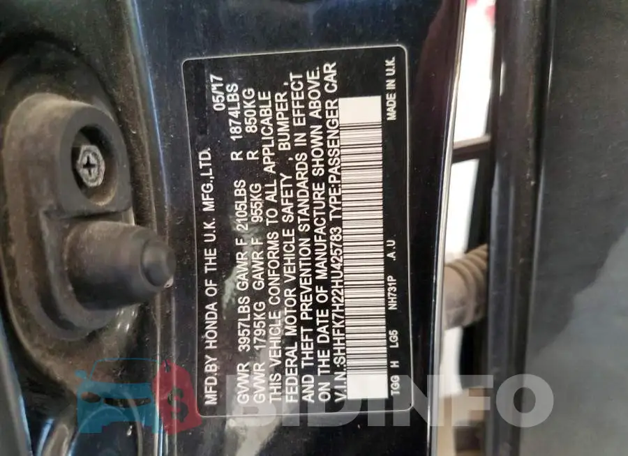 SHHFK7H22HU425783 Photo# 12
