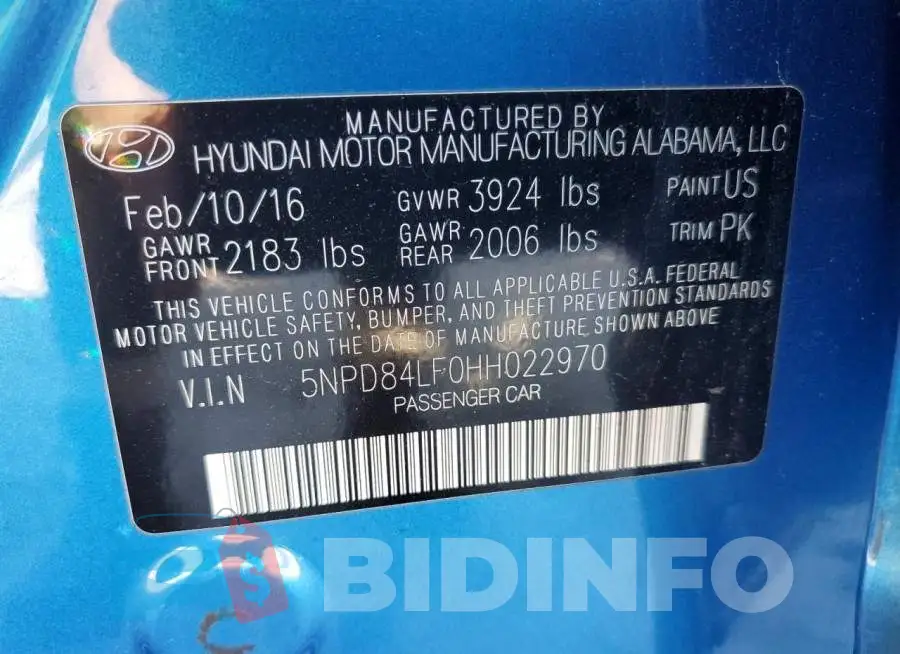 5NPD84LF0HH022970 Photo# 12