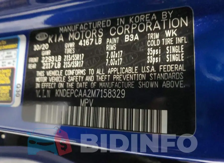 KNDEPCAA2M7158329 Photo# 14