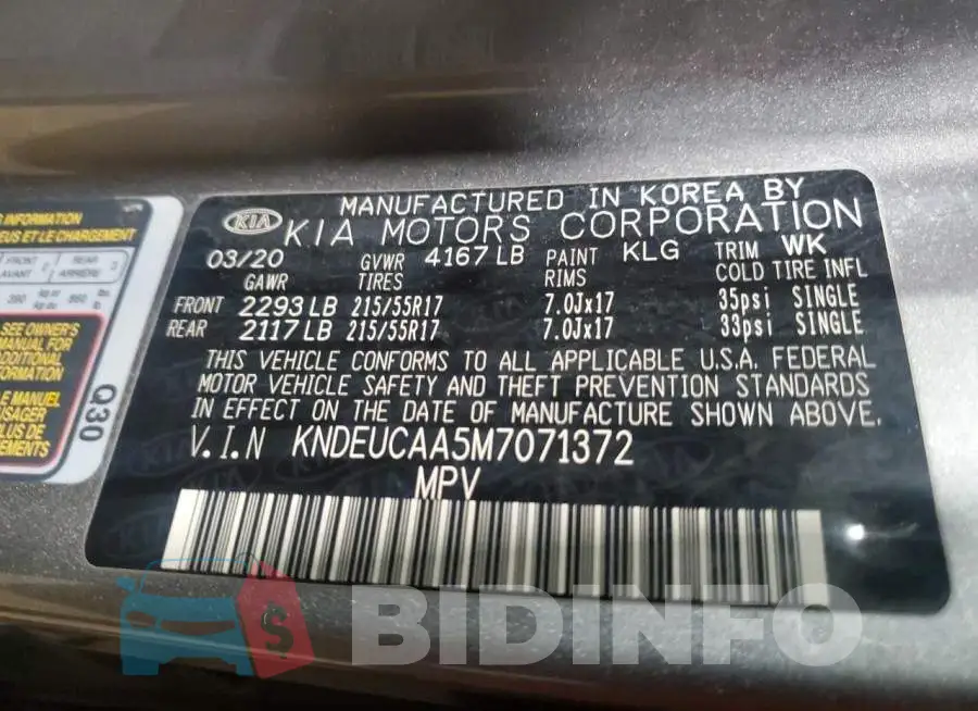KNDEUCAA5M7071372 Photo# 13