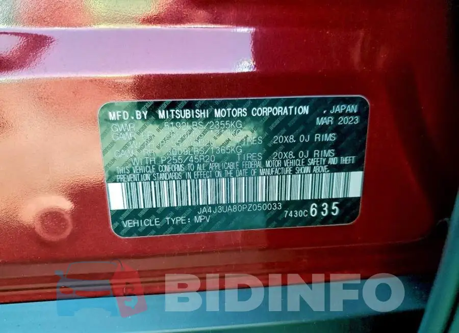 JA4J3UA80PZ050033 Photo# 13