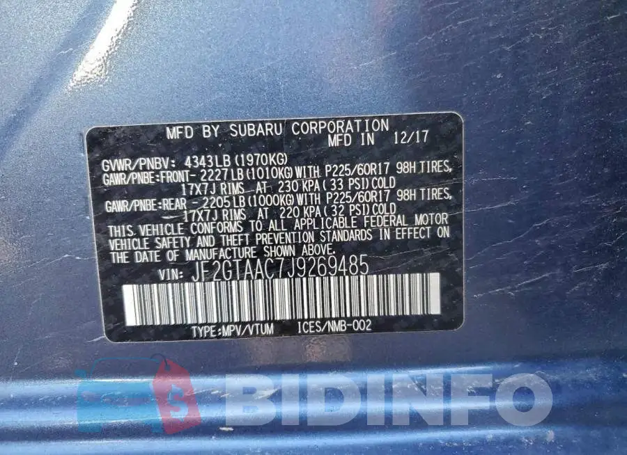 JF2GTAAC7J9269485 Photo# 13