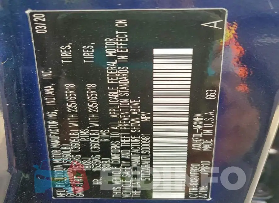 5TDZARAH7LS000981 Photo# 14
