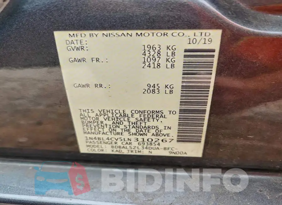 1N4BL4CV5LN310267 Photo# 12
