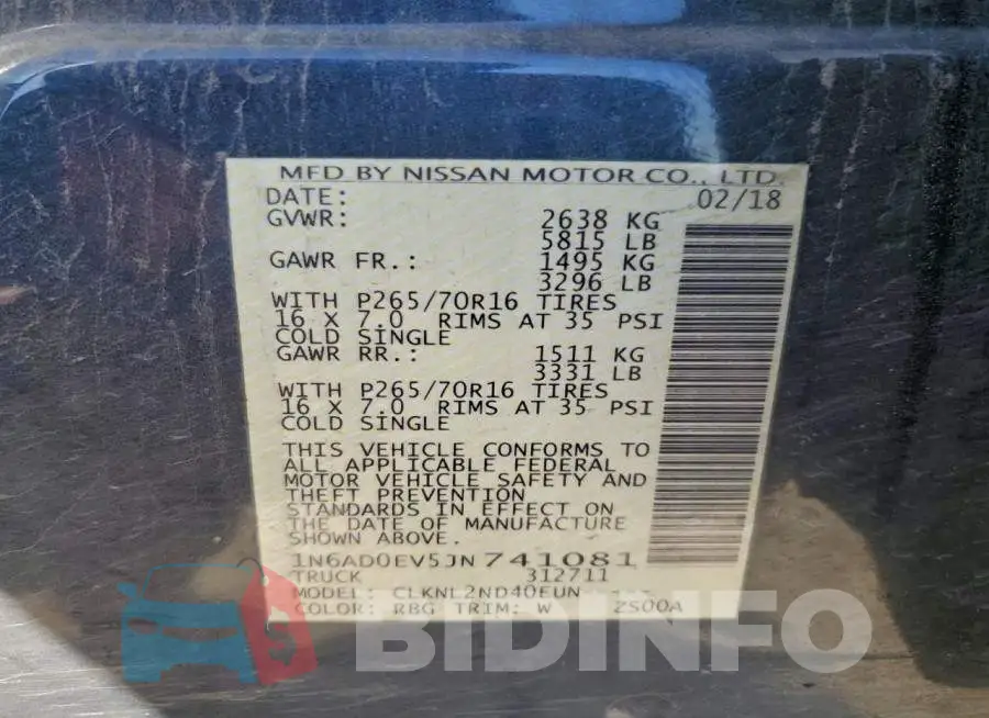 1N6AD0EV5JN741081 Photo# 13