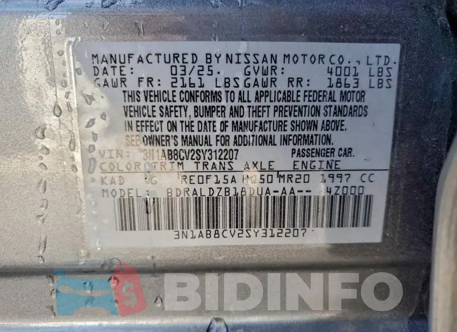 3N1AB8CV2SY312207 Photo# 12