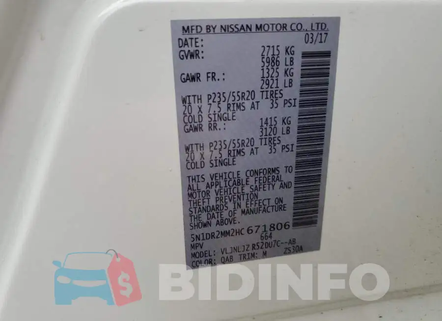5N1DR2MM2HC671806 Photo# 13
