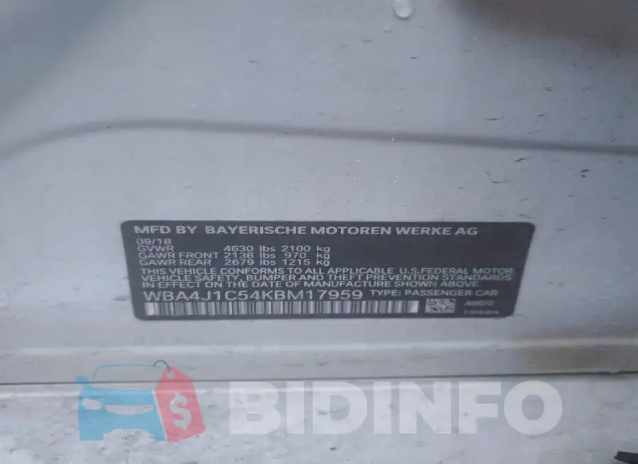 WBA4J1C54KBM17959 Photo# 13