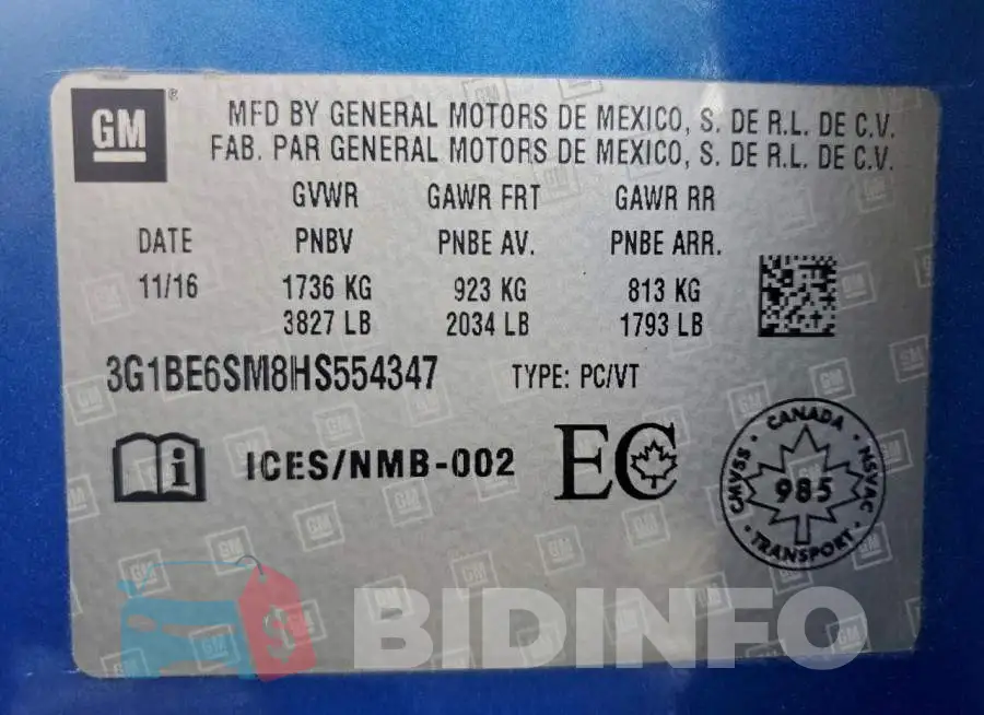3G1BE6SM8HS554347 Photo# 12