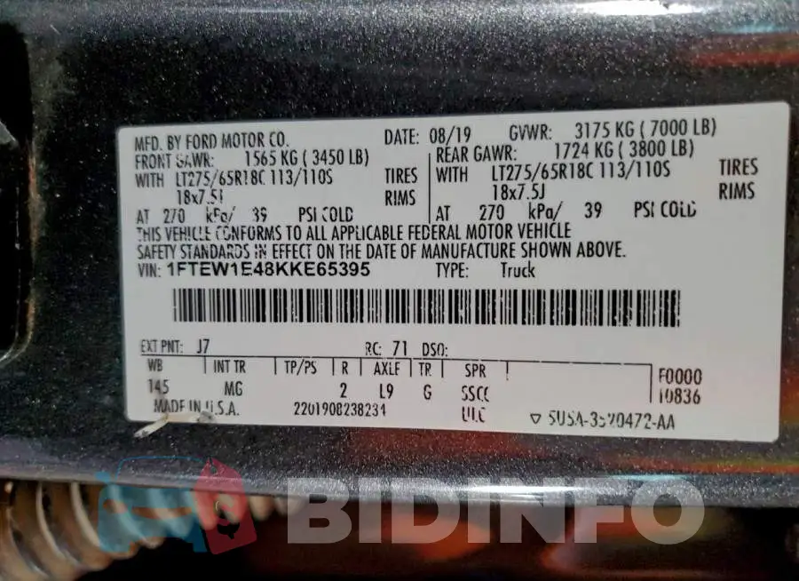 1FTEW1E48KKE65395 Photo# 12