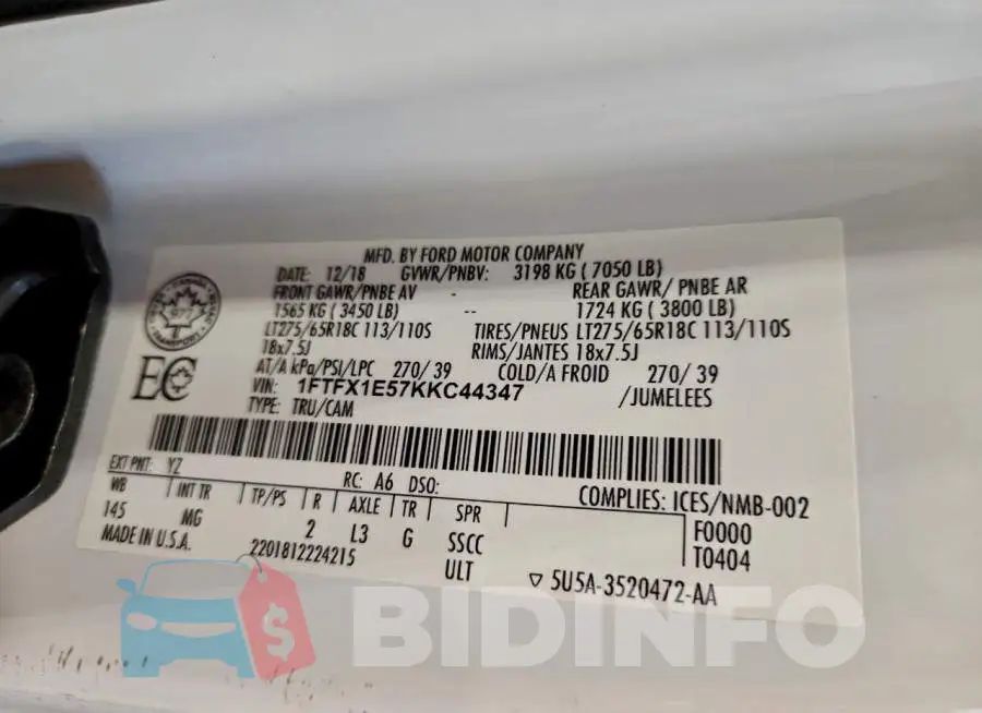 1FTFX1E57KKC44347 Photo# 12