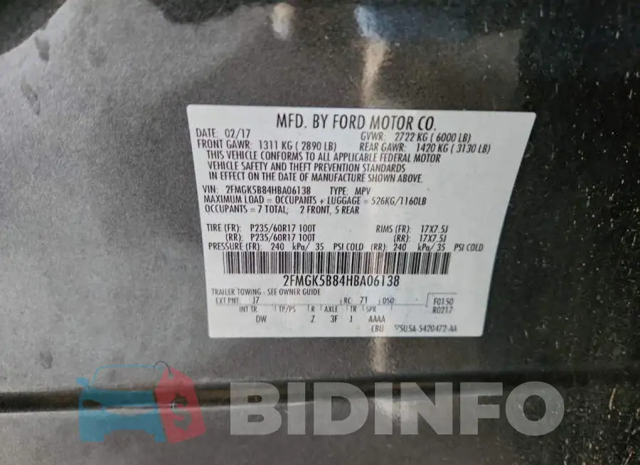 2FMGK5B84HBA06138 Photo# 13