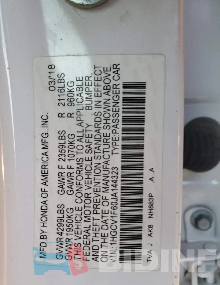 1HGCV1F60JA144323 Photo# 12