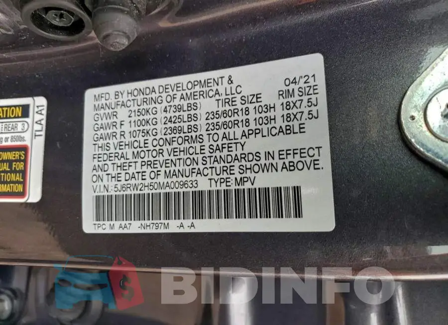 5J6RW2H50MA009633 Photo# 13