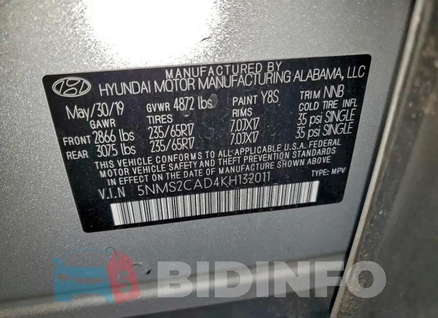 5NMS2CAD4KH132011 Photo# 13