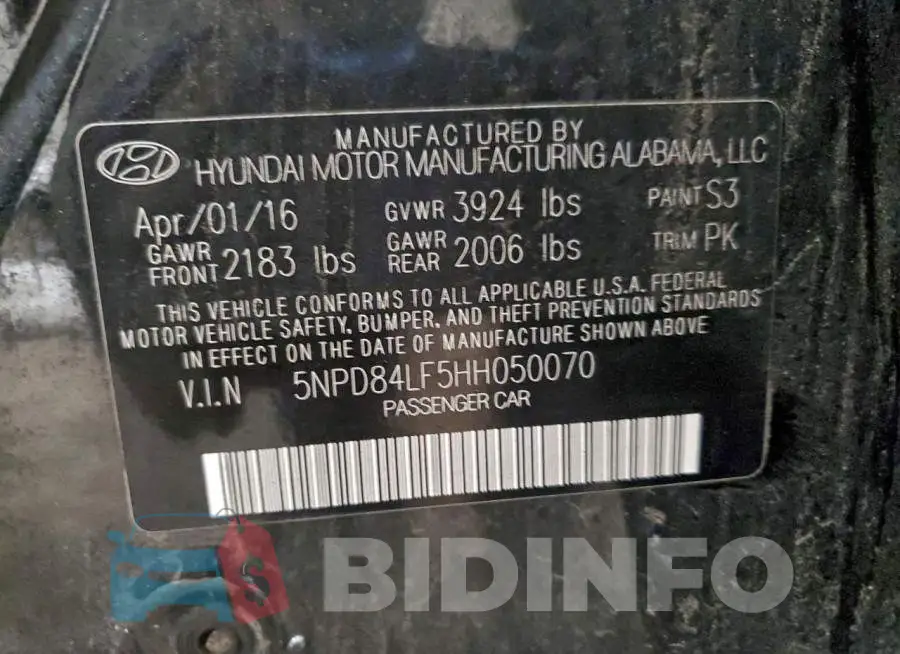 5NPD84LF5HH050070 Photo# 12