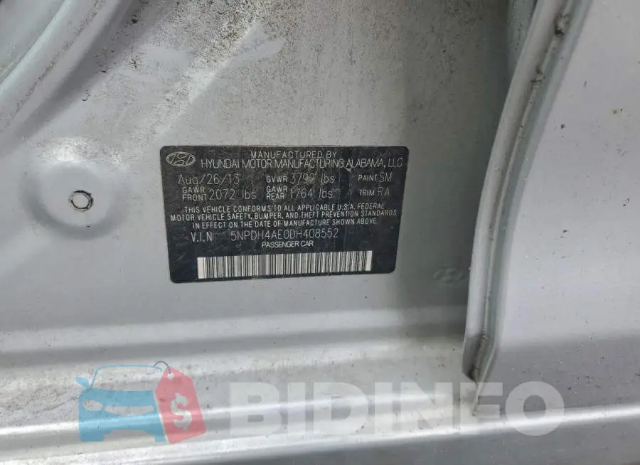 5NPDH4AE0DH408552 Photo# 12