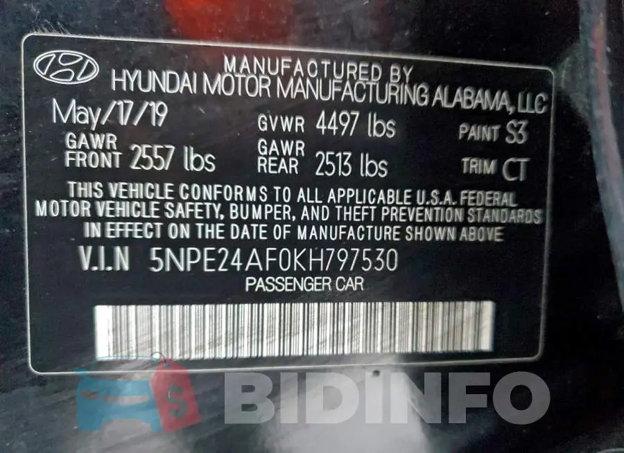 5NPE24AF0KH797530 Photo# 12