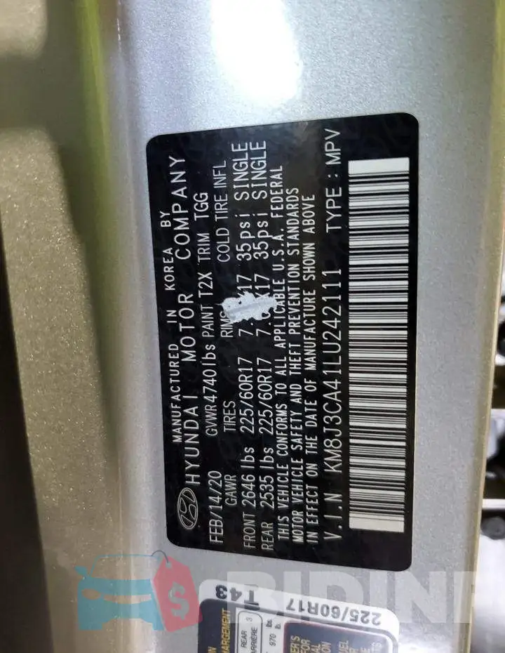 KM8J3CA41LU242111 Photo# 13