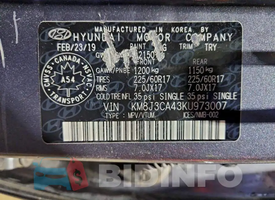 KM8J3CA43KU973007 Photo# 13