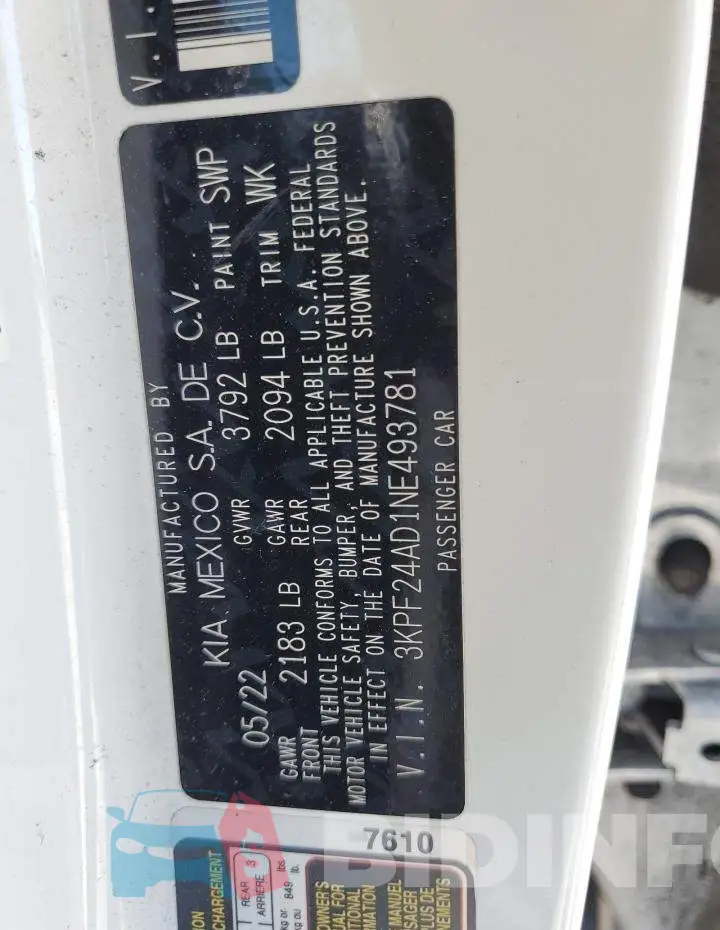 3KPF24AD1NE493781 Photo# 12