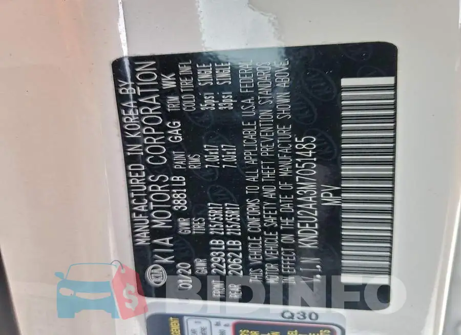 KNDEU2AA3M7051485 Photo# 12