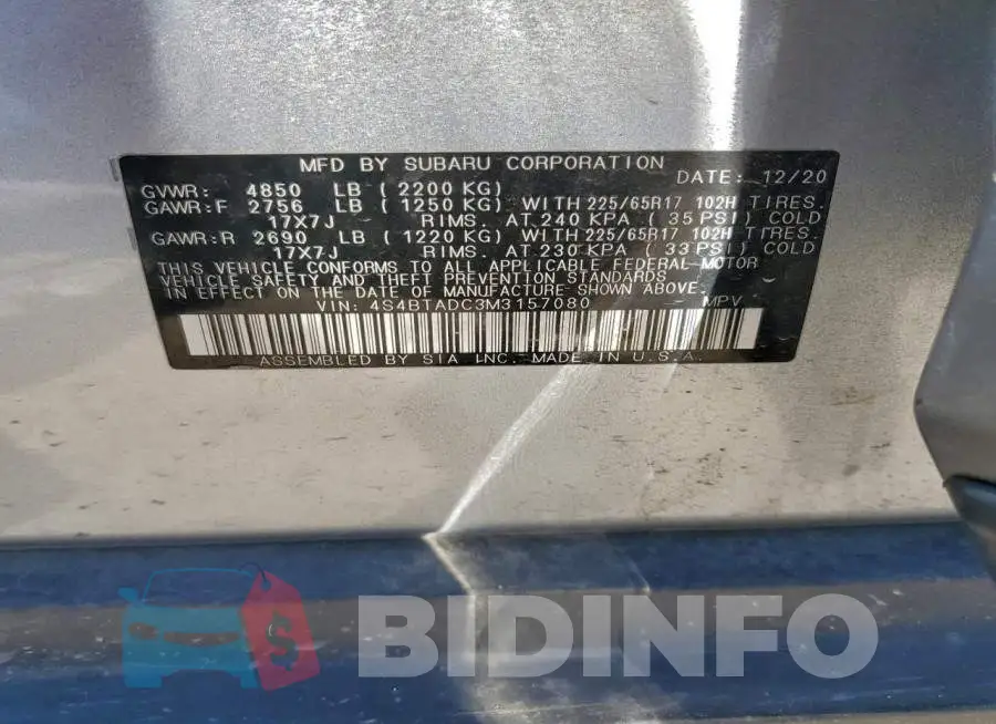 4S4BTADC3M3157080 Photo# 14