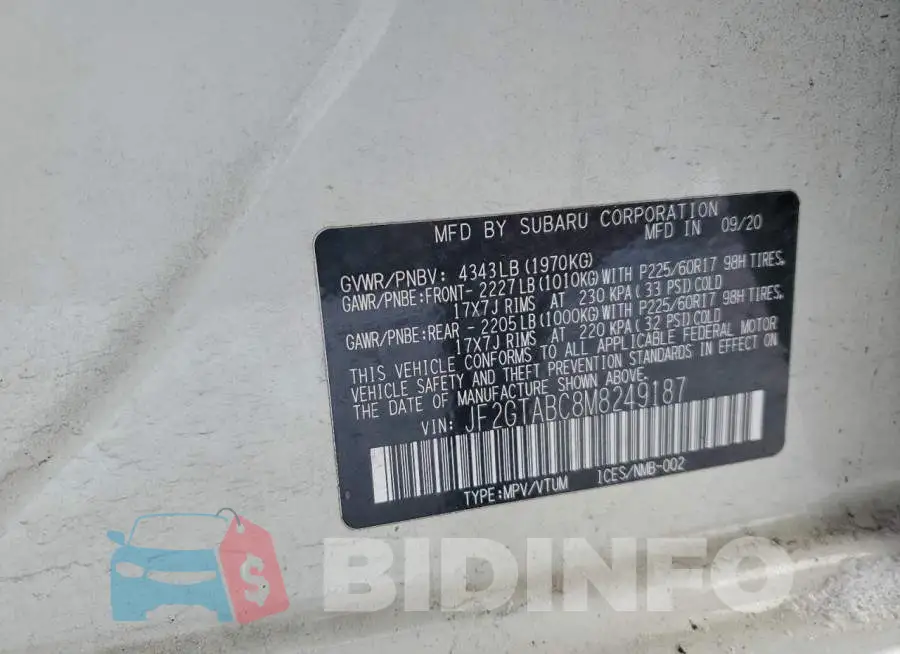JF2GTABC8M8249187 Photo# 13
