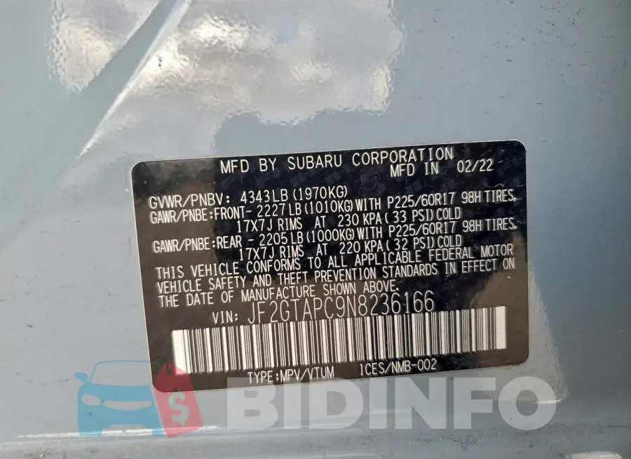 JF2GTAPC9N8236166 Photo# 13