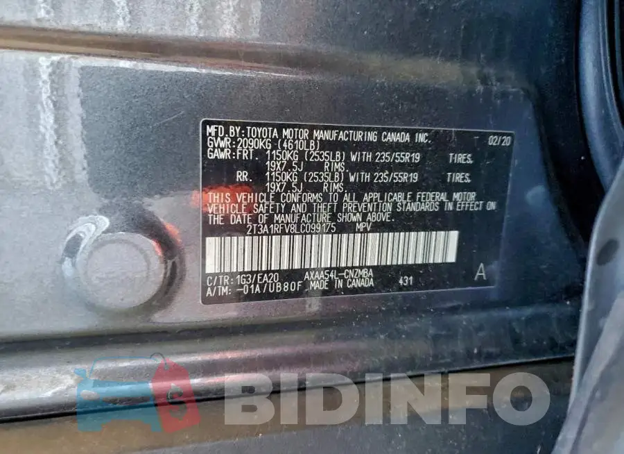 2T3A1RFV8LC099175 Photo# 12