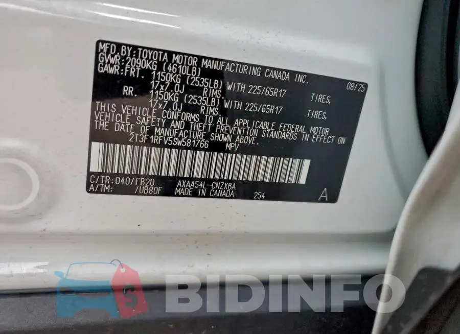 2T3F1RFV5SW581766 Photo# 13